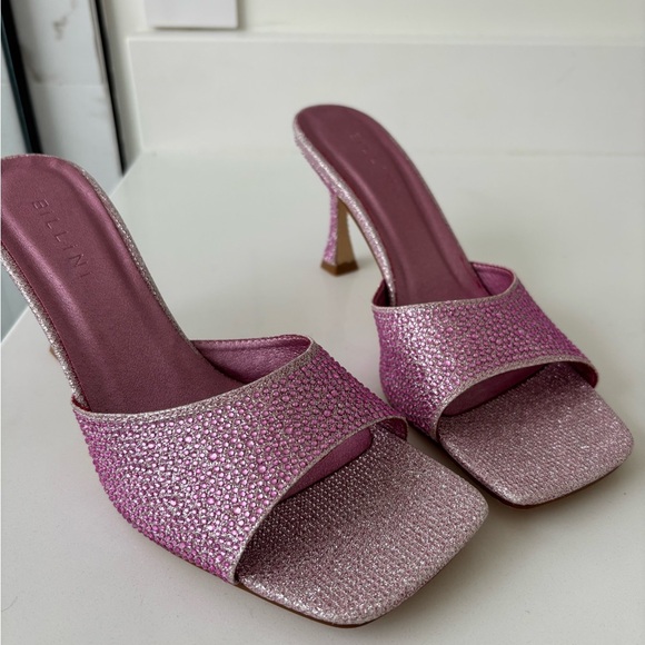 Billini Quay Pink Rhinestone Mid Stiletto Heeled Sandals NWT - Picture 3 of 11